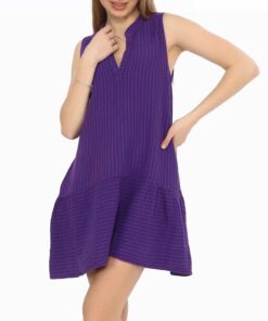 Purple Striped Mini Dress VI2